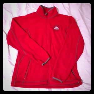 Antigua red zip up fleece jacket. Size L.